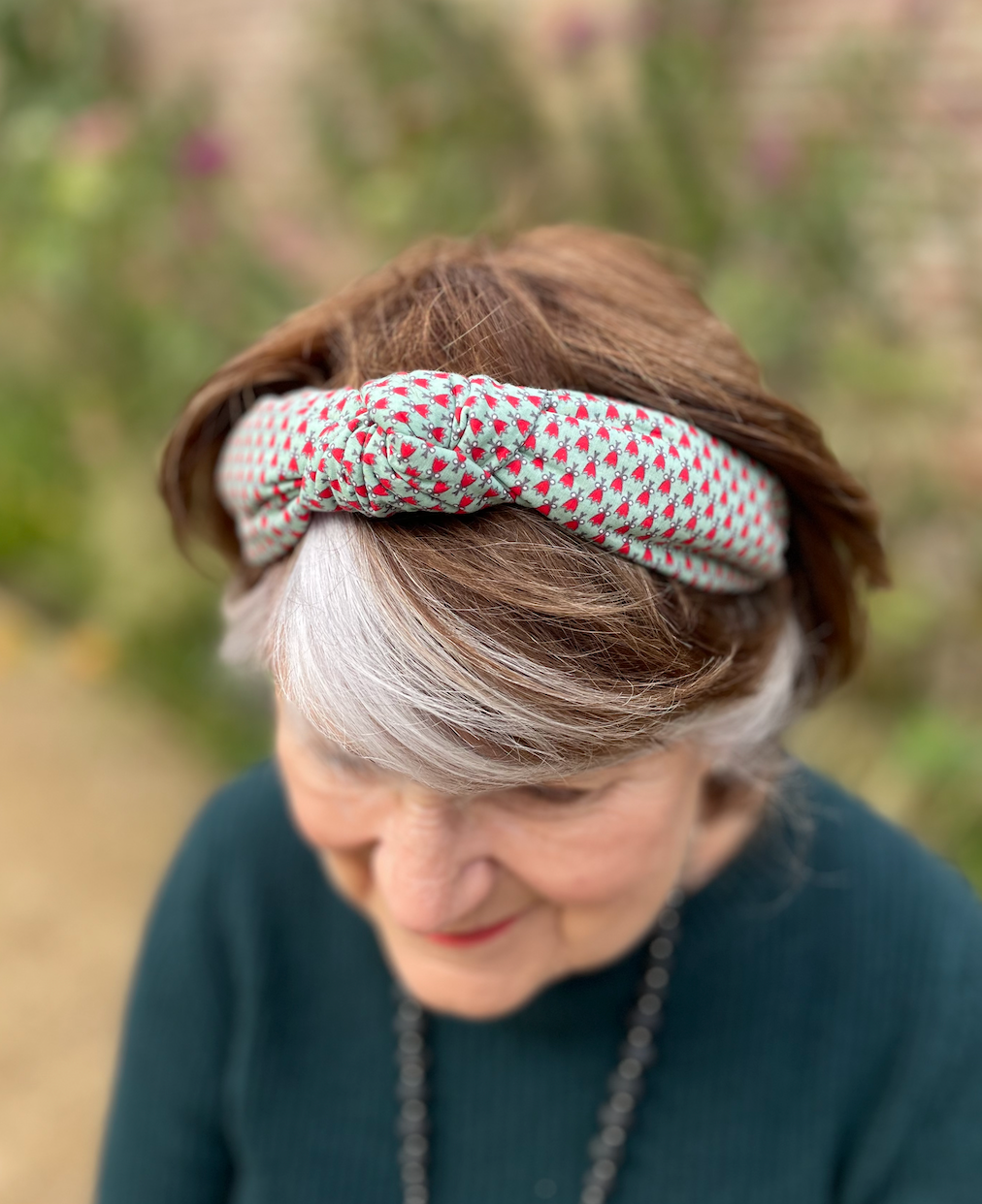 Ladies Knot Alice band - in Vintage Ditsy Bell Liberty of London Christmas print