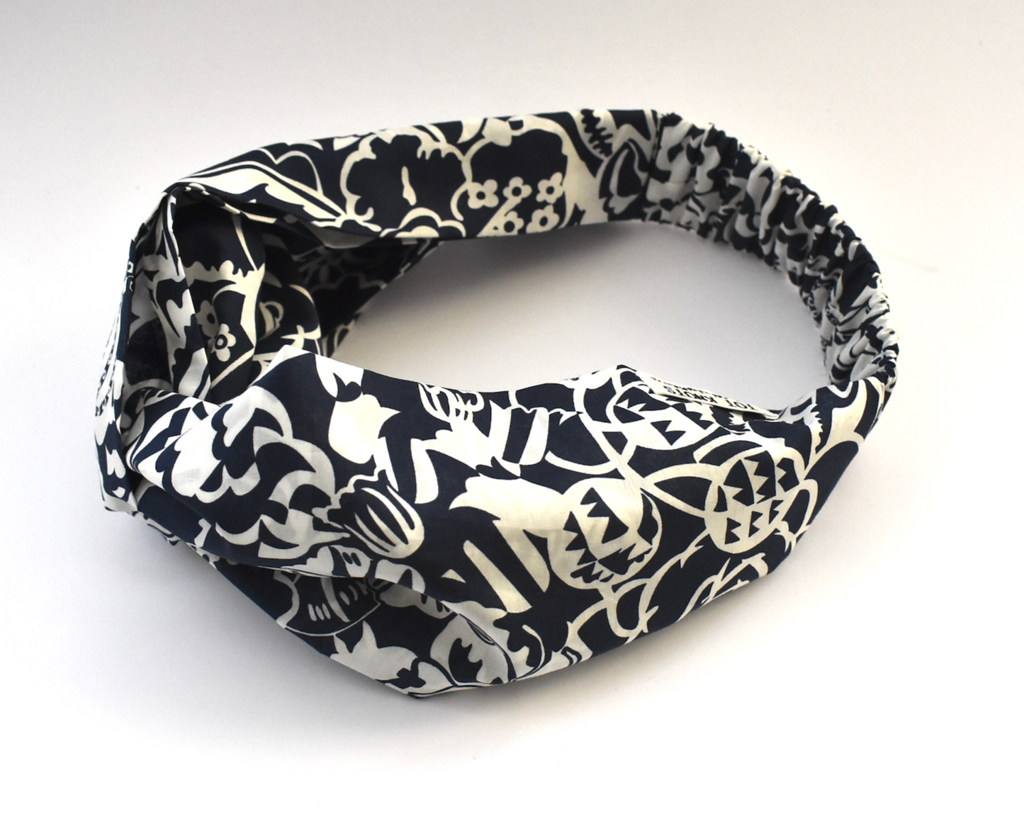 Twisted Turban Headband - Liberty of London Navy and White Gatsby Monochrome print