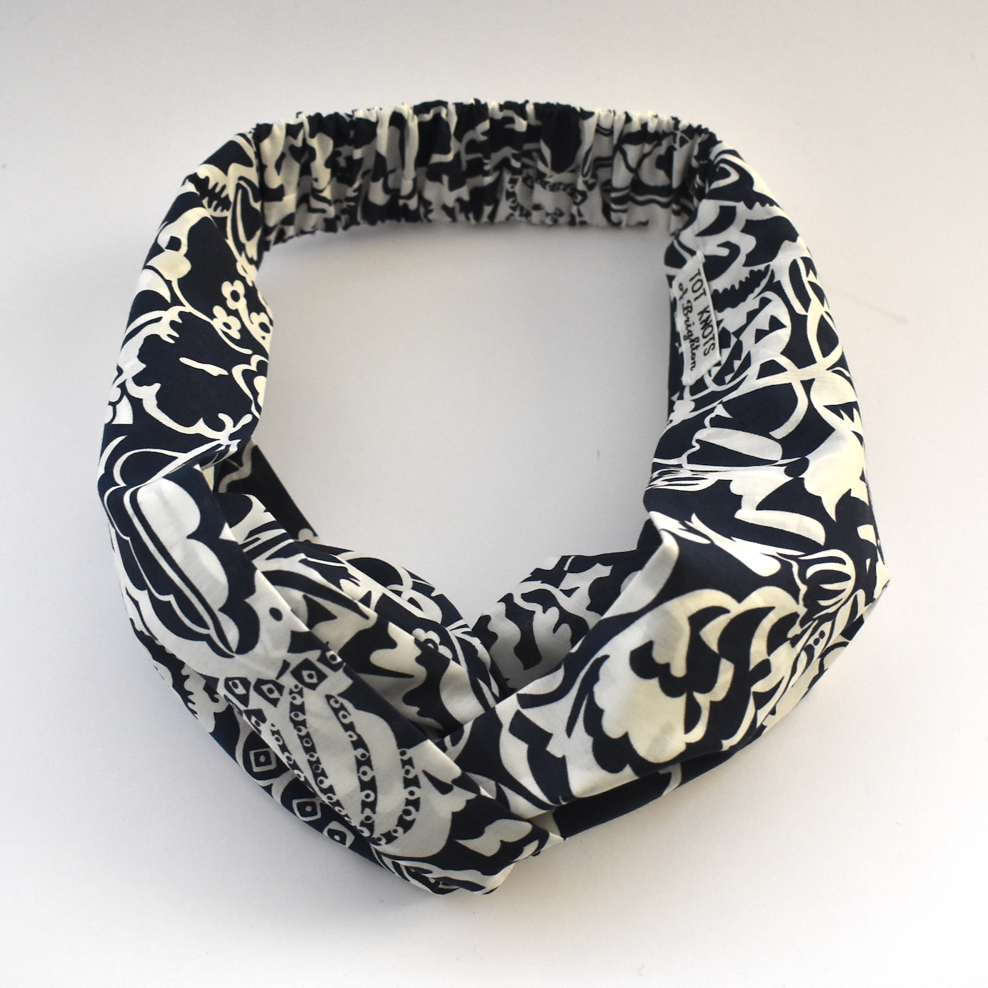 Twisted Turban Headband - Liberty of London Navy and White Gatsby Monochrome print