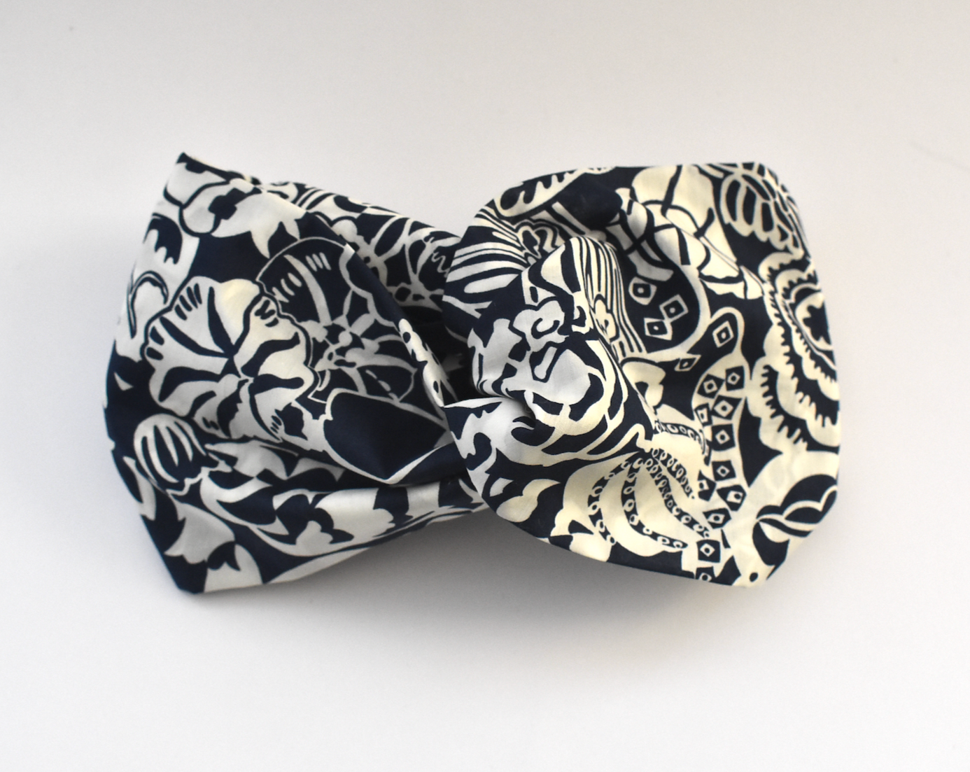 Twisted Turban Headband - Liberty of London Navy and White Gatsby Monochrome print