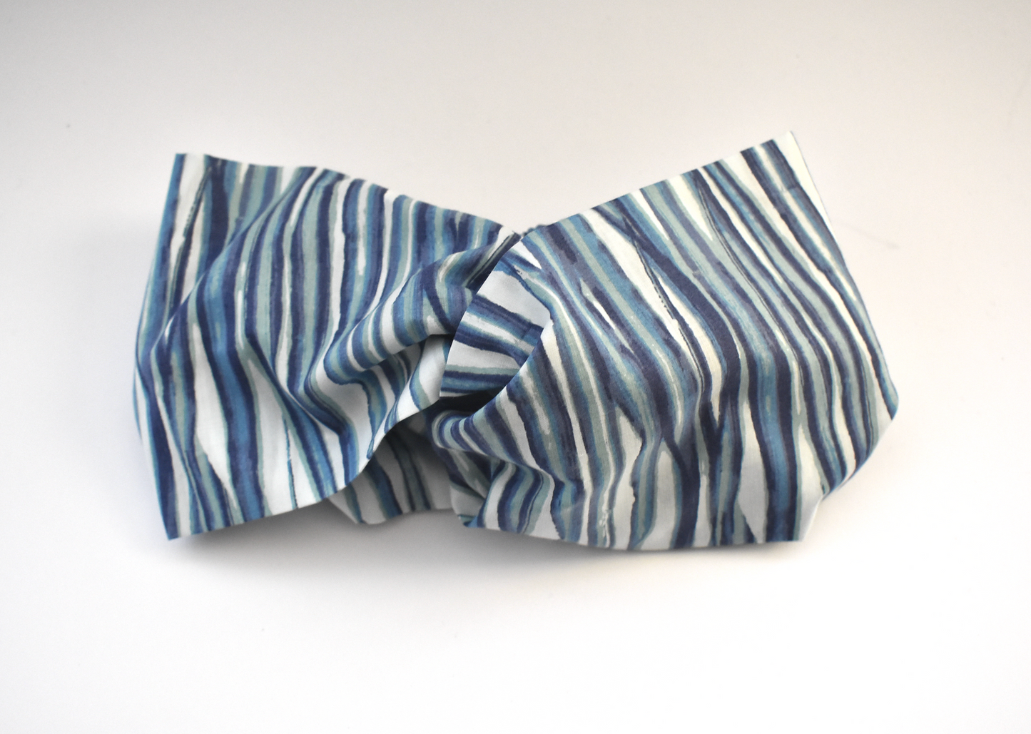 Twisted Turban Headband - Liberty of London Blue Martin Stripe print