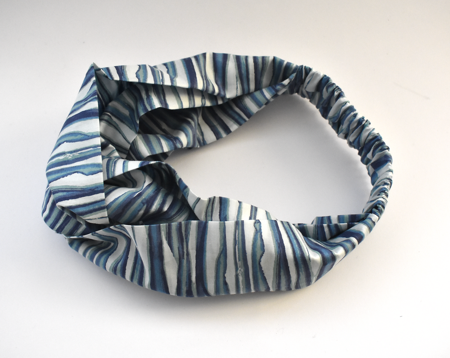 Twisted Turban Headband - Liberty of London Blue Martin Stripe print