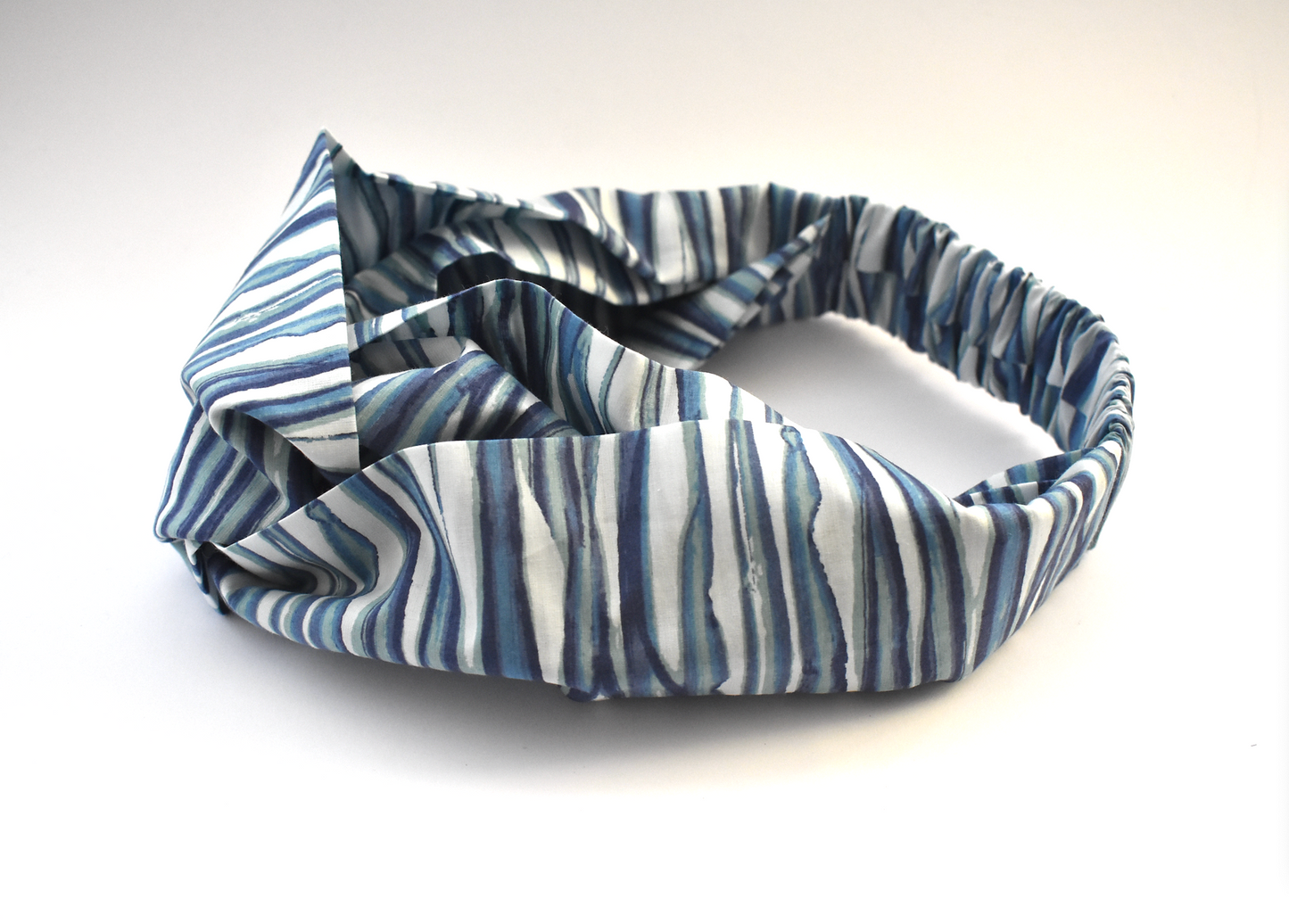 Twisted Turban Headband - Liberty of London Blue Martin Stripe print