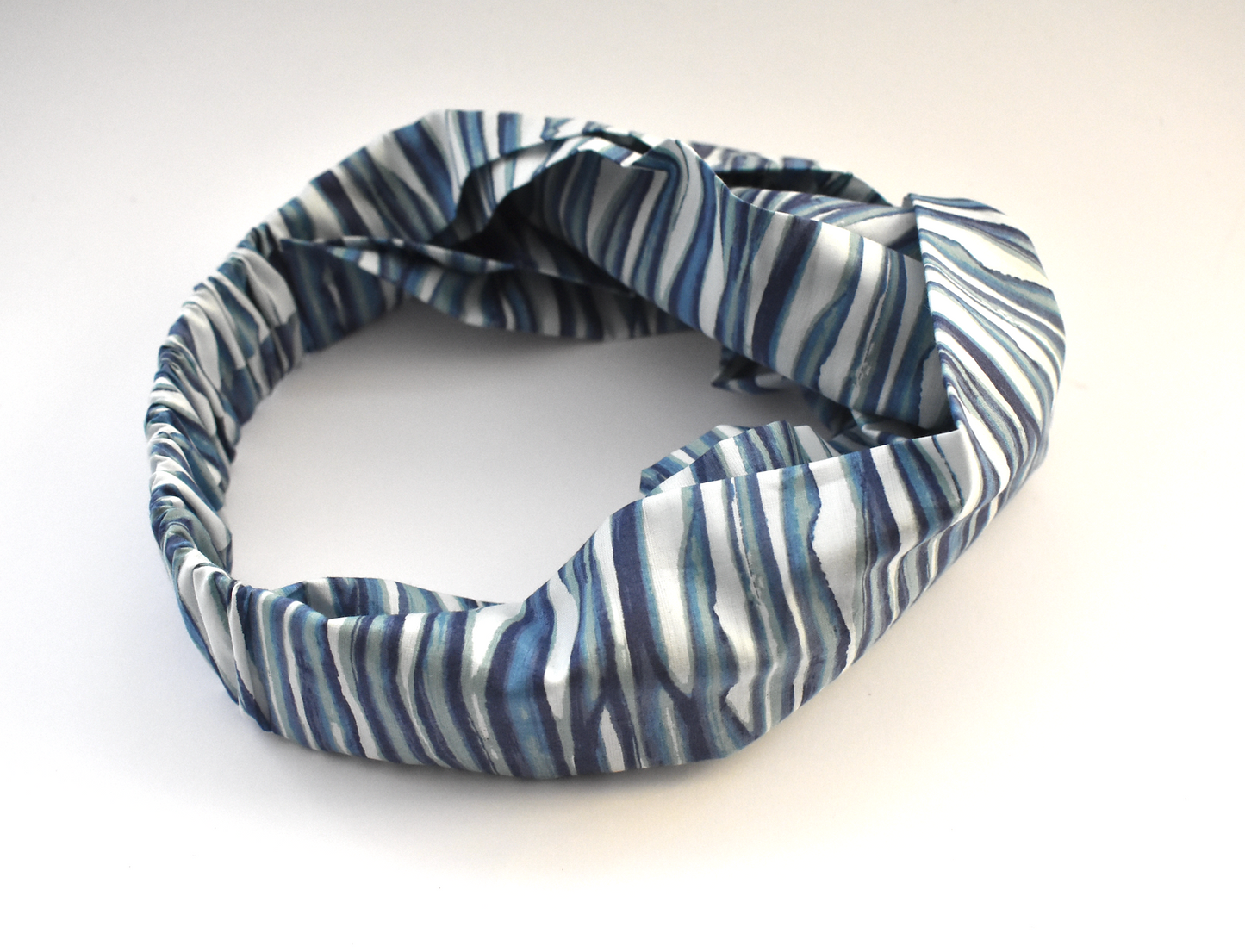 Twisted Turban Headband - Liberty of London Blue Martin Stripe print