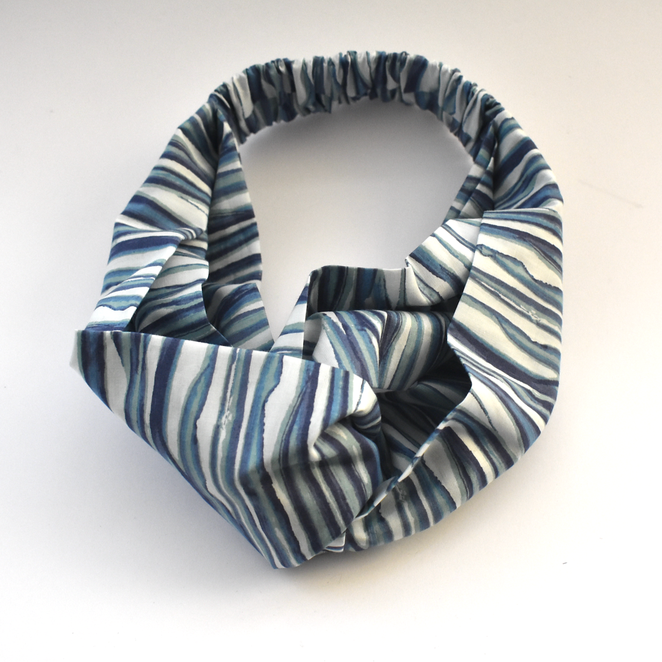 Twisted Turban Headband - Liberty of London Blue Martin Stripe print