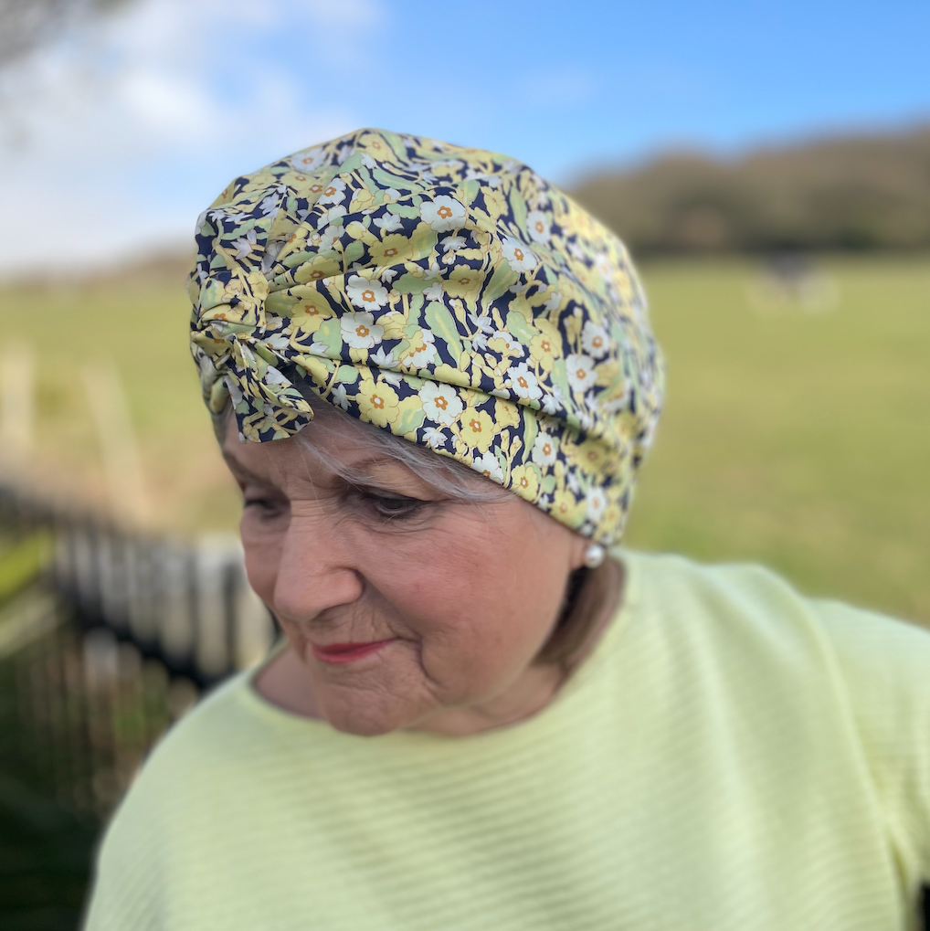 Ladies Turban Hat - Liberty of London Primrose print - Silk & Lawn