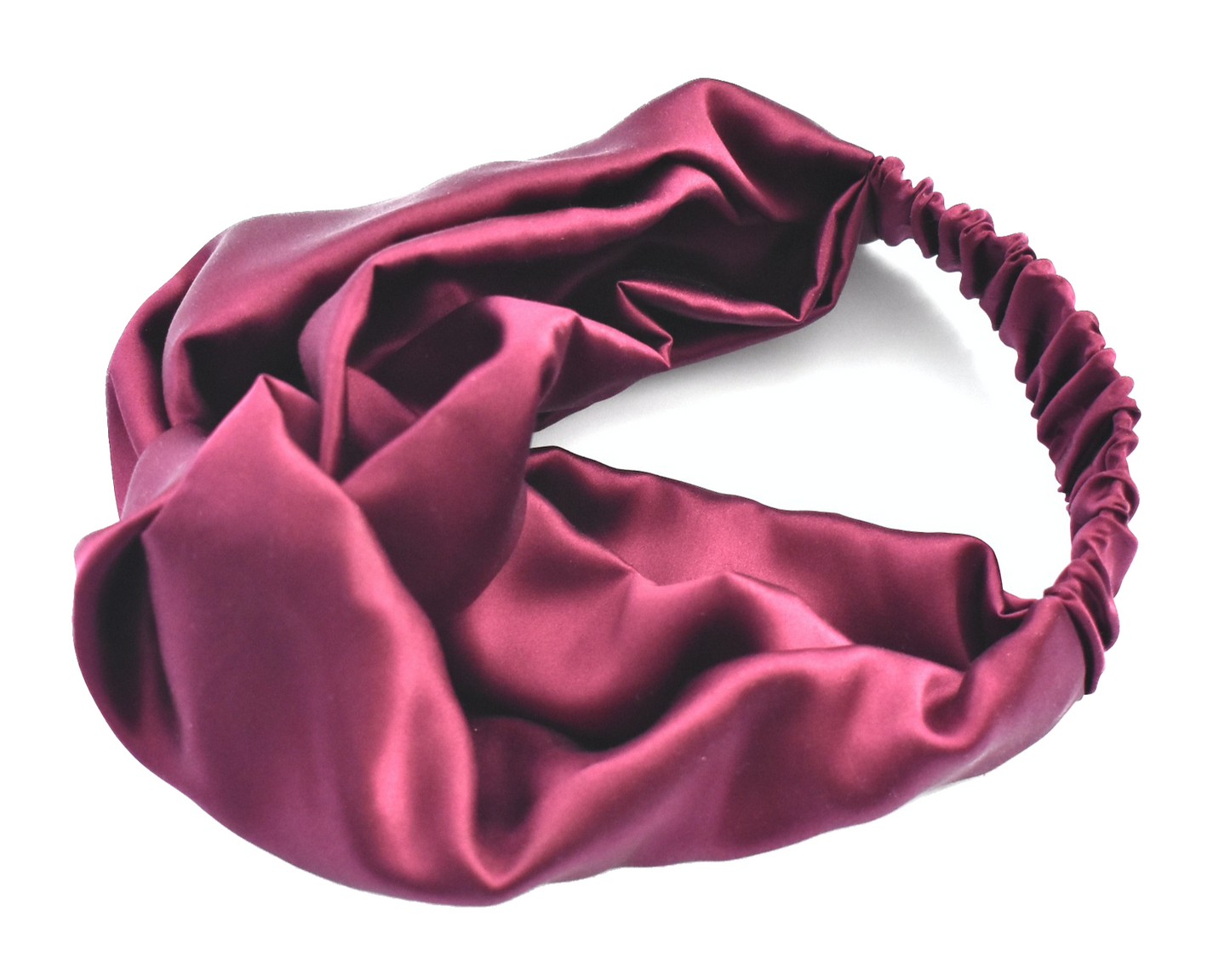 Aubergine / Deep Purple Silk Twisted Turban hairband and neck scarf in Mulberry Silk - 100% pure silk satin