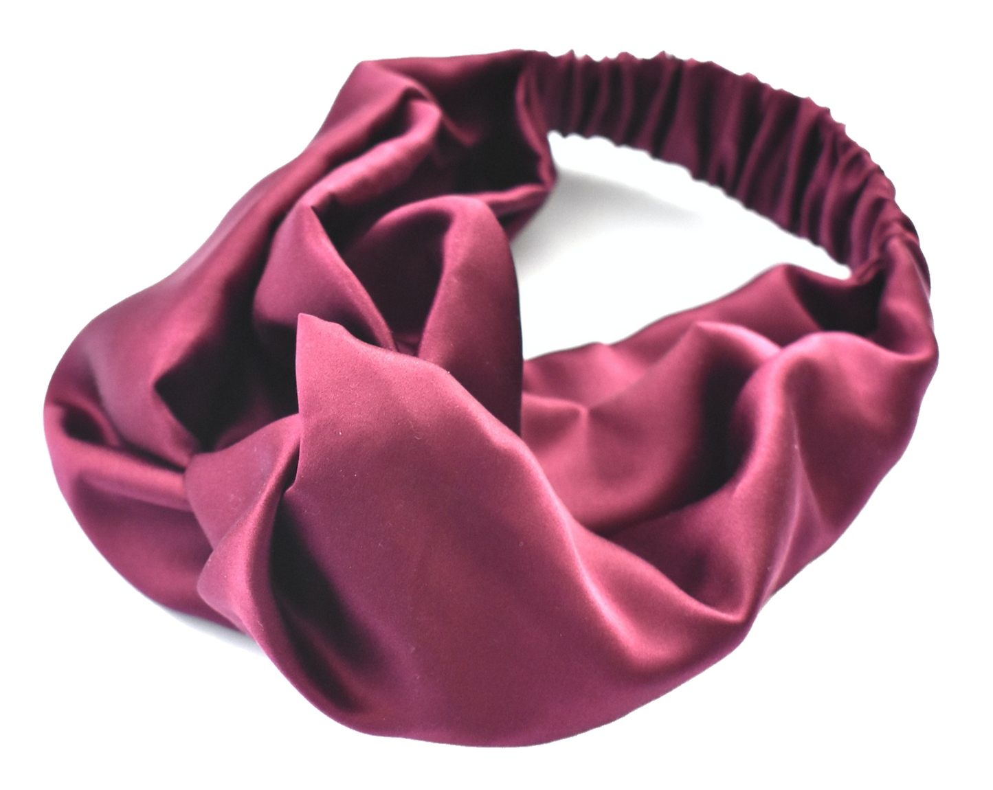 Aubergine / Deep Purple Silk Twisted Turban hairband and neck scarf in Mulberry Silk - 100% pure silk satin