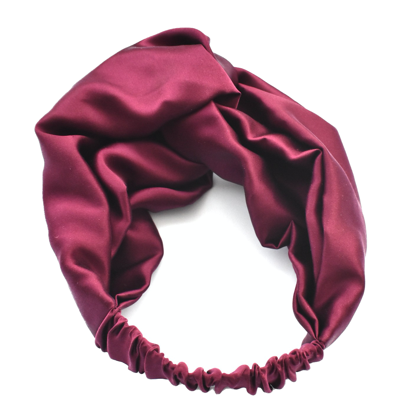Aubergine / Deep Purple Silk Twisted Turban hairband and neck scarf in Mulberry Silk - 100% pure silk satin