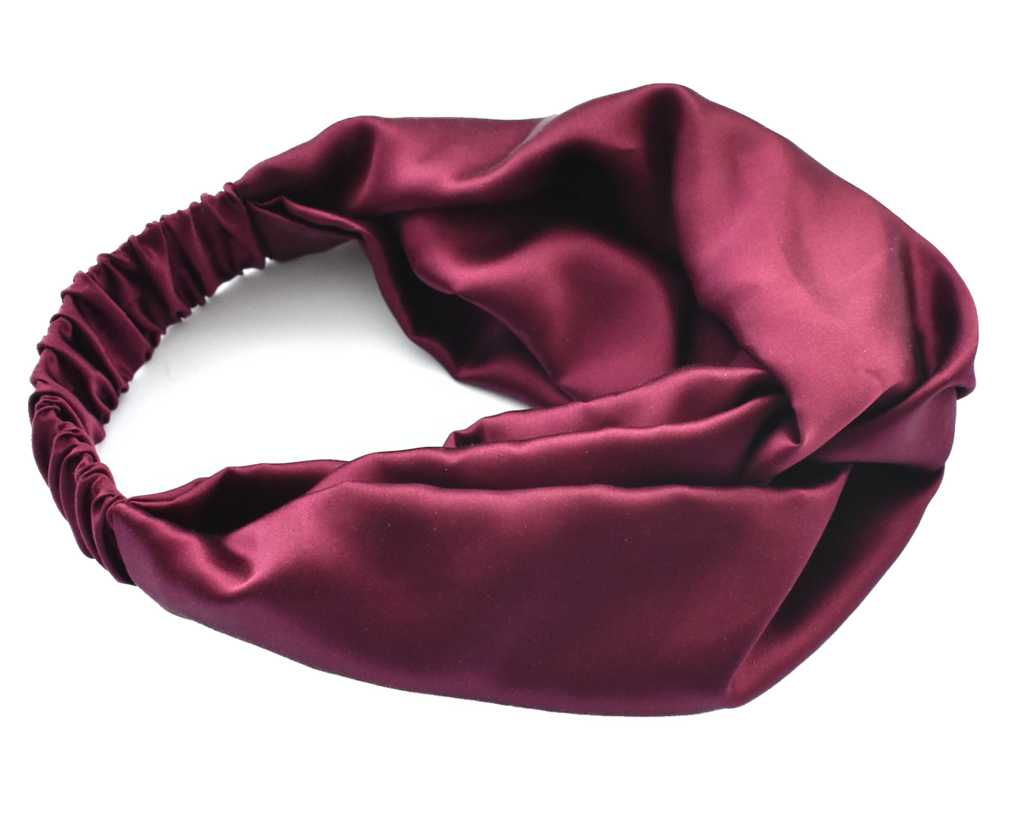 Aubergine / Deep Purple Silk Twisted Turban hairband and neck scarf in Mulberry Silk - 100% pure silk satin