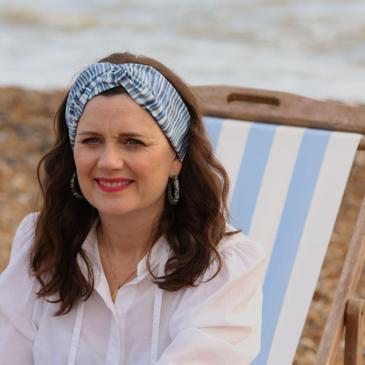 Twisted Turban Headband - Liberty of London Blue Martin Stripe print