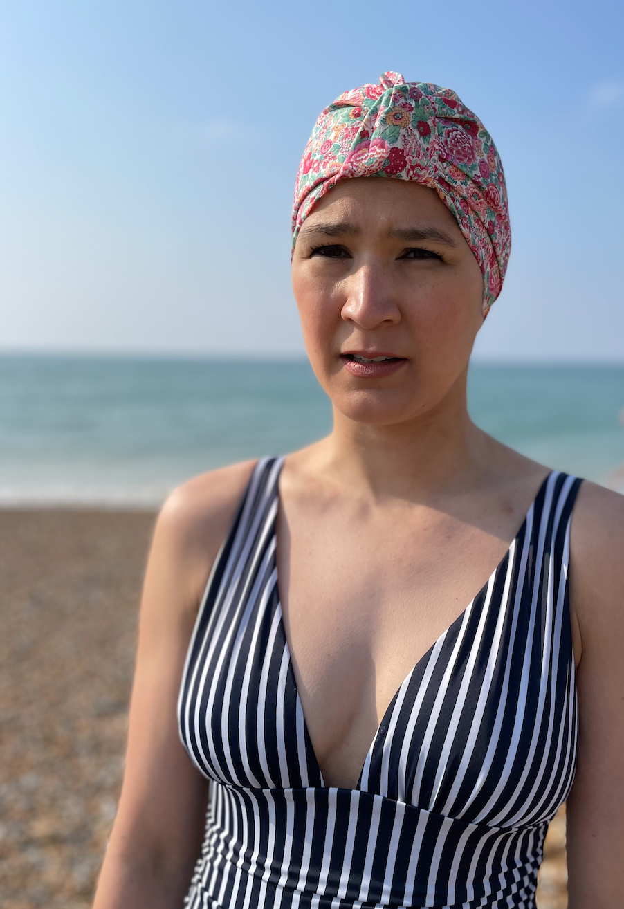 Salty Sea Knot - Swimming Cap Topper - Swim Turban - Red Elysian