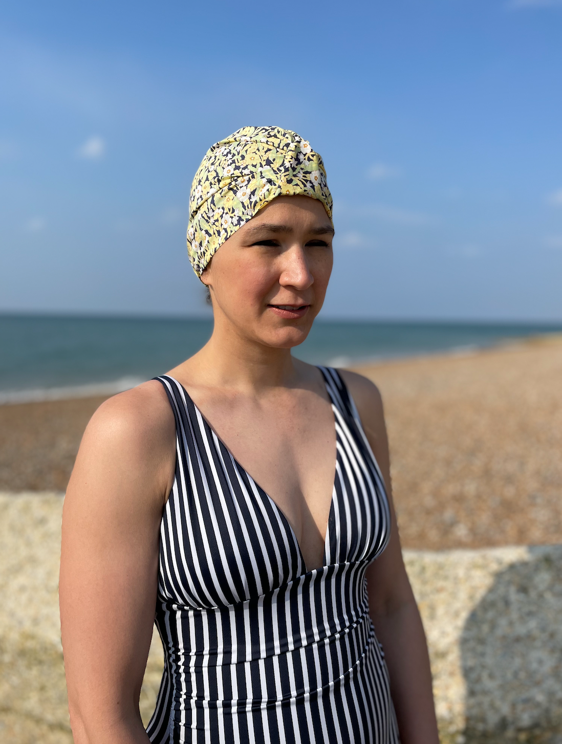 Salty Sea Knot - Swimming Cap Topper - Swim Turban in Yellow Primrose