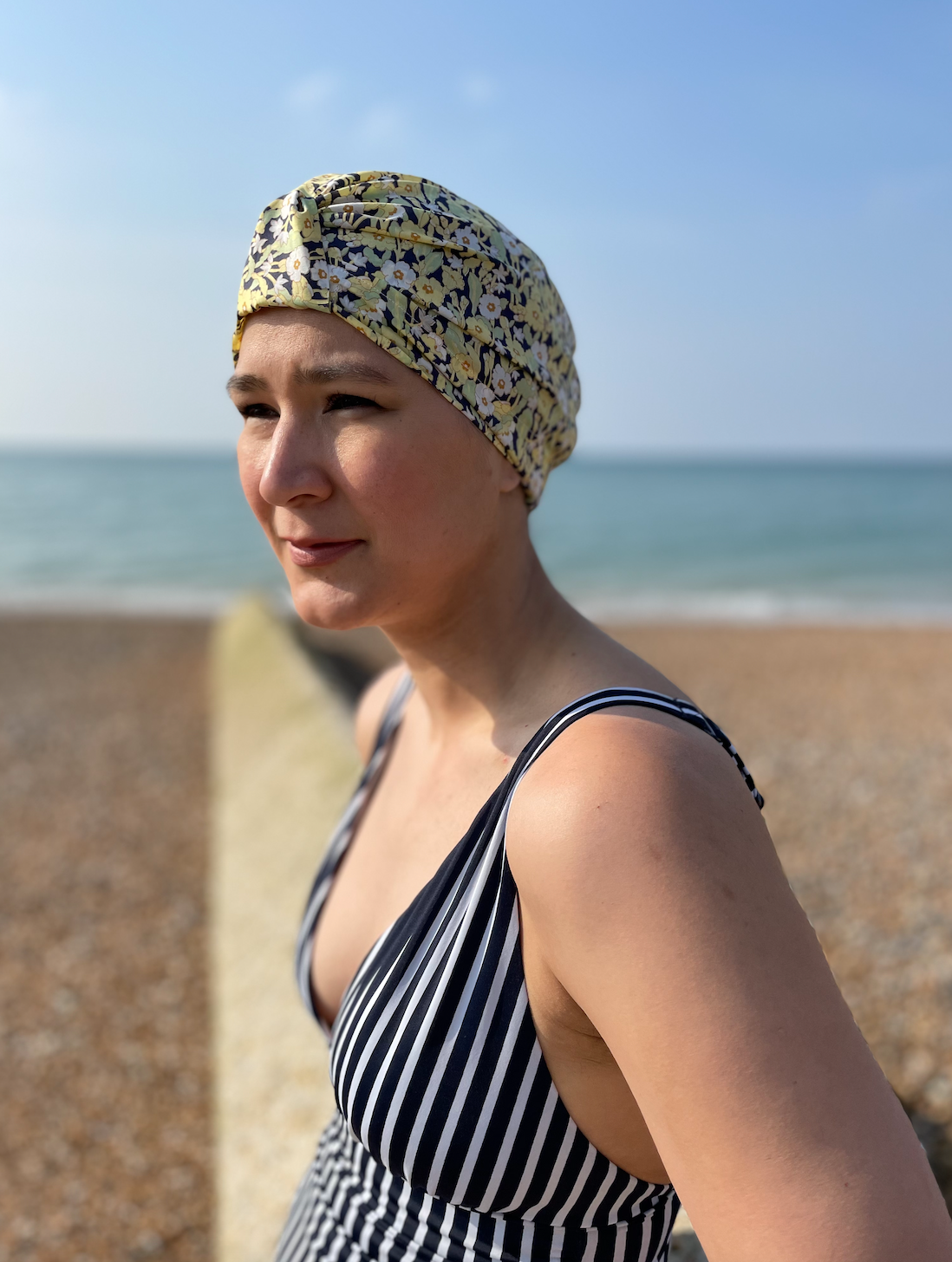 Salty Sea Knot - Swimming Cap Topper - Swim Turban in Yellow Primrose