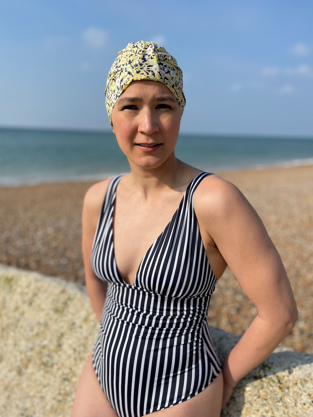 Salty Sea Knot - Swimming Cap Topper - Swim Turban in Yellow Primrose