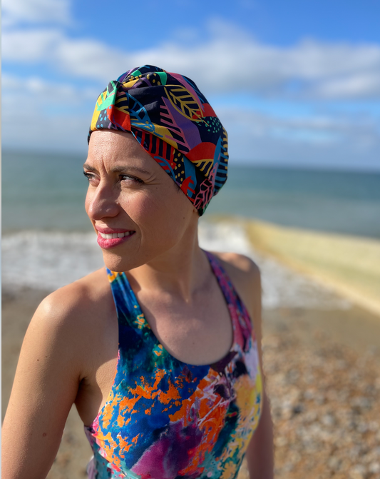 Salty Sea Knot - Swimming Cap Topper Swim Turban - Memphis Trail