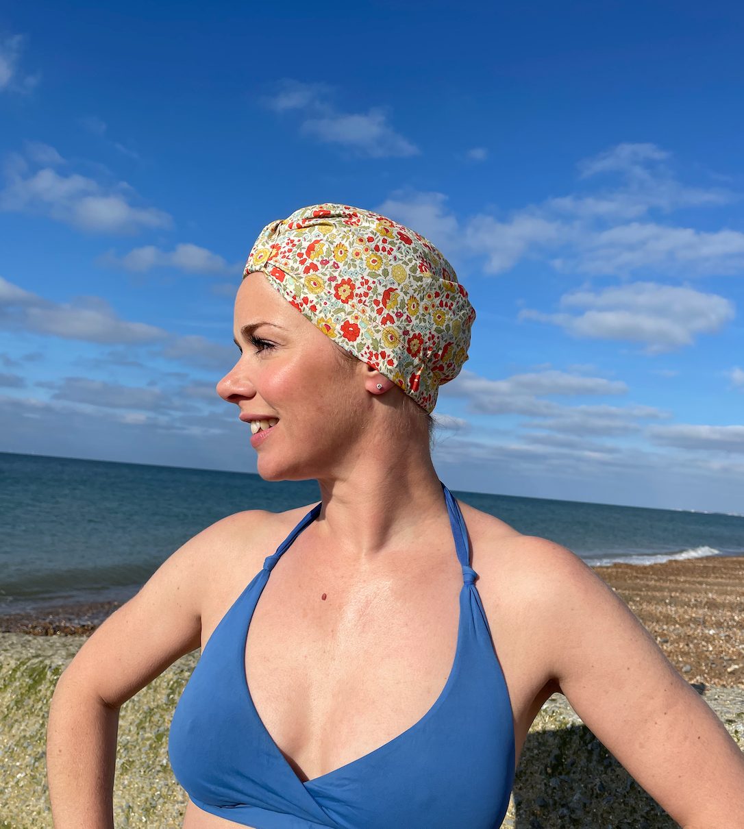 Together Co Salty Sea Knot - Swimming Cap Topper - Swim Turban in Yellow D'anjo - Silk & Lawn