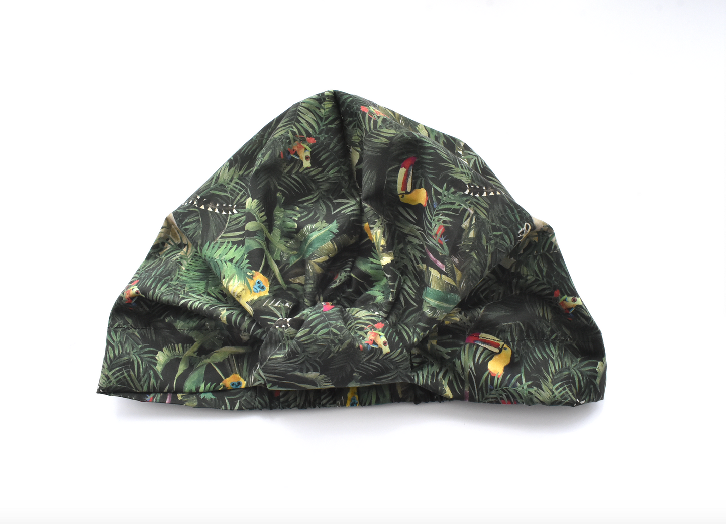 Salty Sea Knot - Swimming Cap Topper - Swim Turban - Green Tou-Can Hide Jungle print - Silk & Lawn