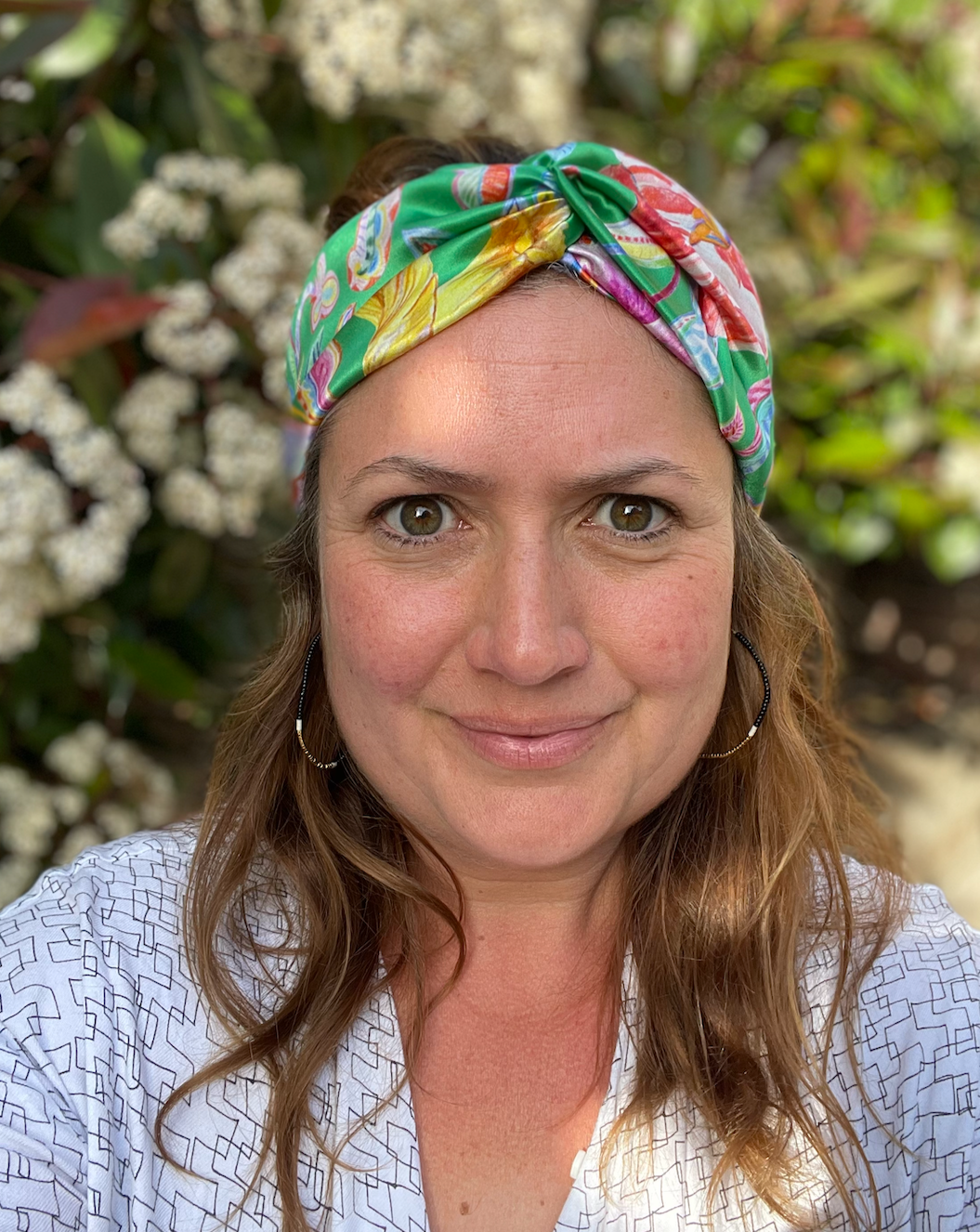 Silk Twisted Turban hairband and neck scarf in Liberty of London Garden of Reverie Silk Satin - 100% silk