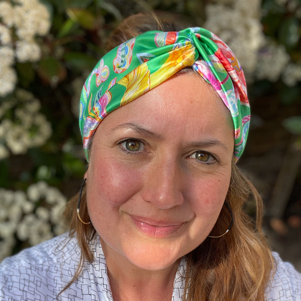 Silk Twisted Turban hairband and neck scarf in Liberty of London Garden of Reverie Silk Satin - 100% silk
