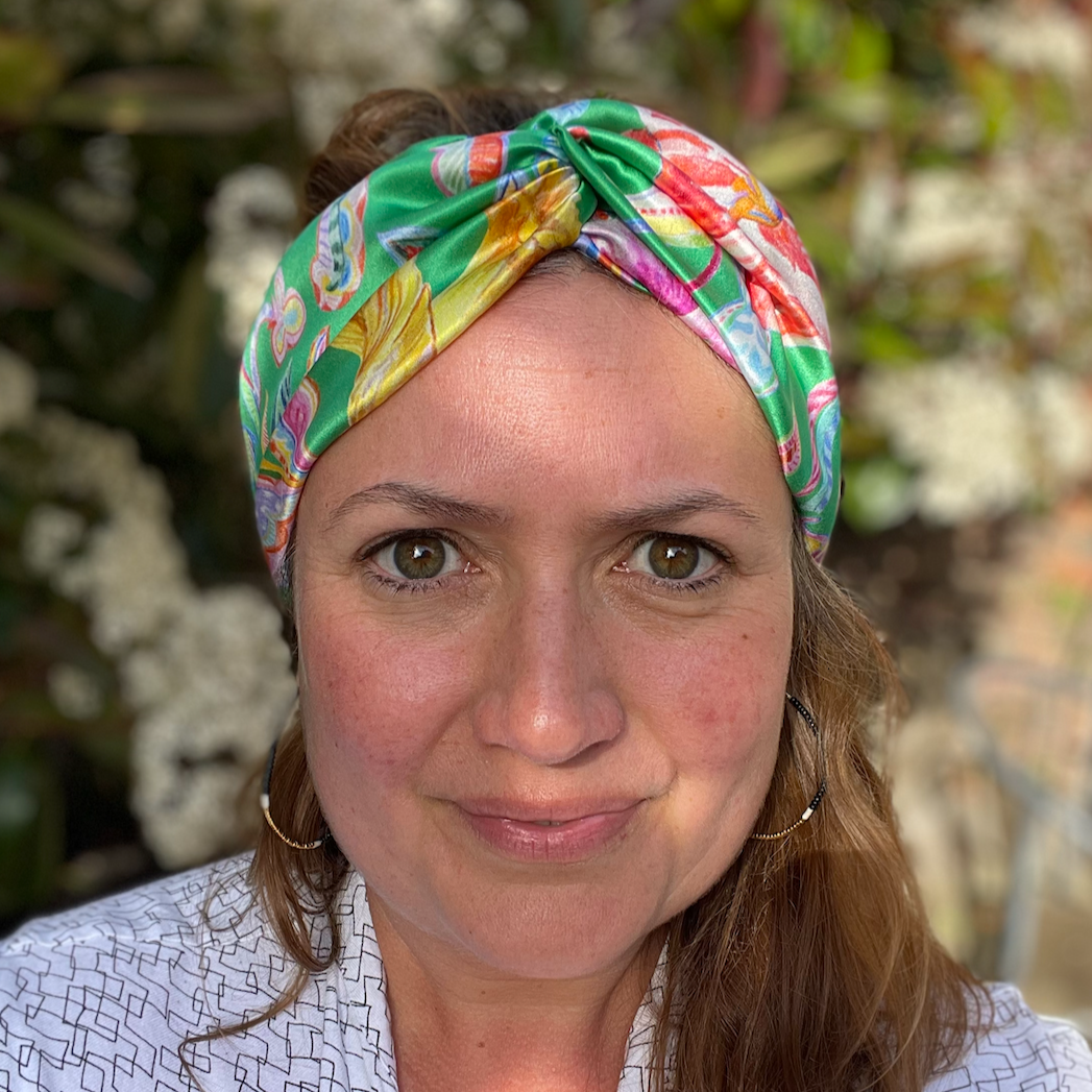 Silk Twisted Turban hairband and neck scarf in Liberty of London Garden of Reverie Silk Satin - 100% silk