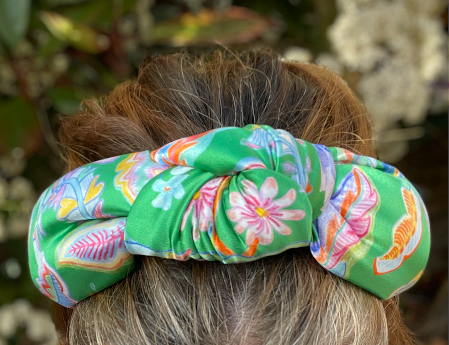 Luxury Silk Knot Alice band - Liberty of London Artist Gardens of Reverie Silk Satin