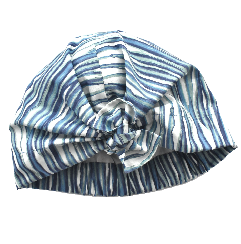 Ladies Turban Hat - Liberty of London Martin Blue Stripe - Silk & Lawn