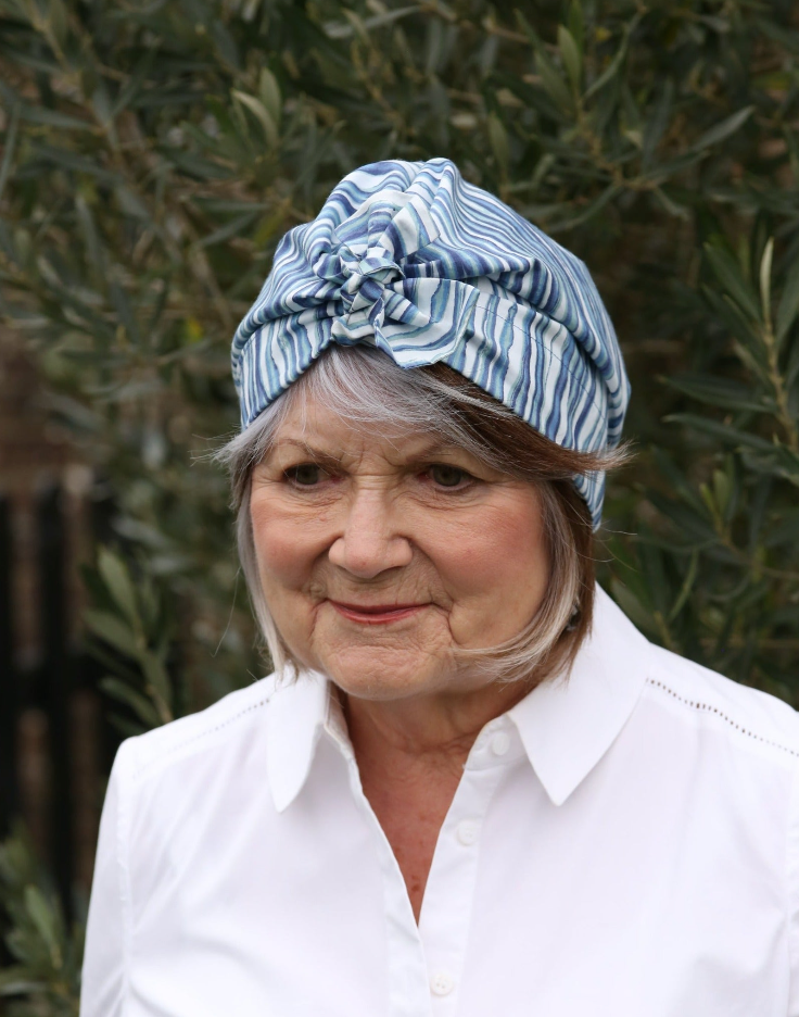 Ladies Turban Hat - Liberty of London Martin Blue Stripe