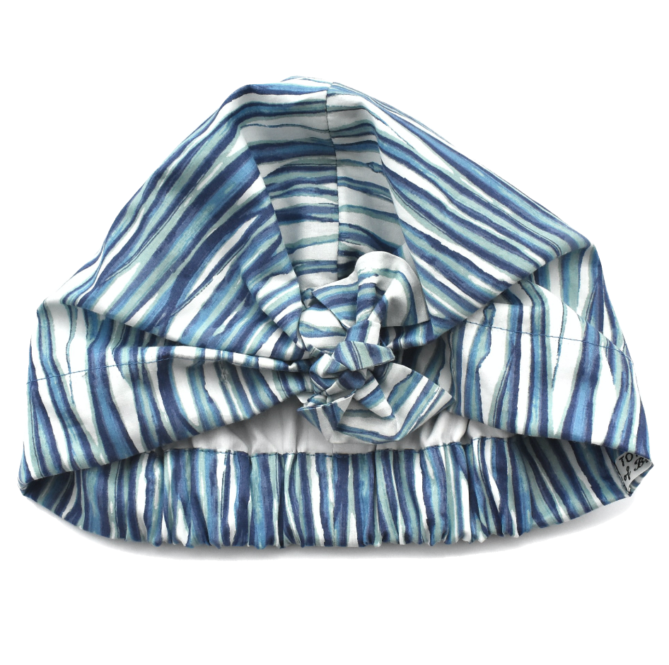 Ladies Turban Hat - Liberty of London Martin Blue Stripe