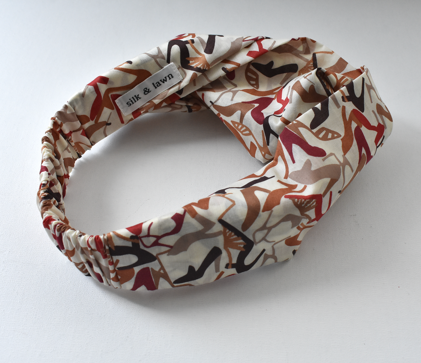 Twisted Turban Headband - Liberty of London Clara Cream Heels print