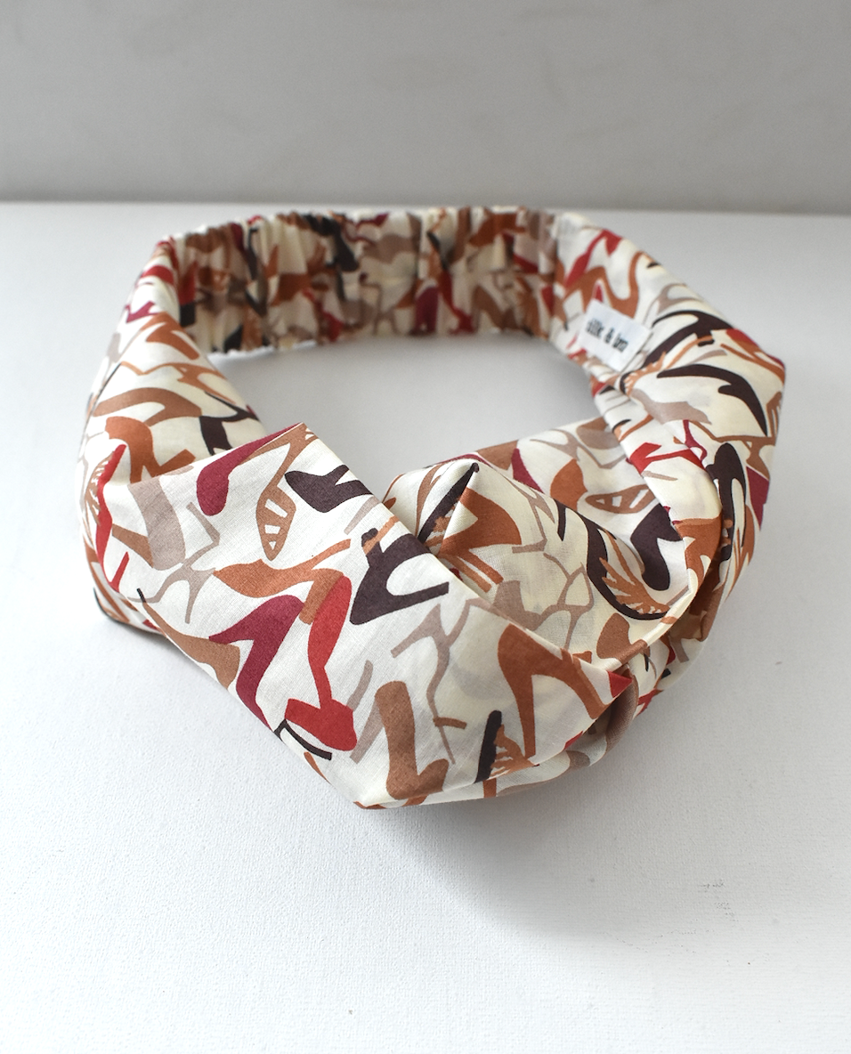 Twisted Turban Headband - Liberty of London Clara Cream Heels print