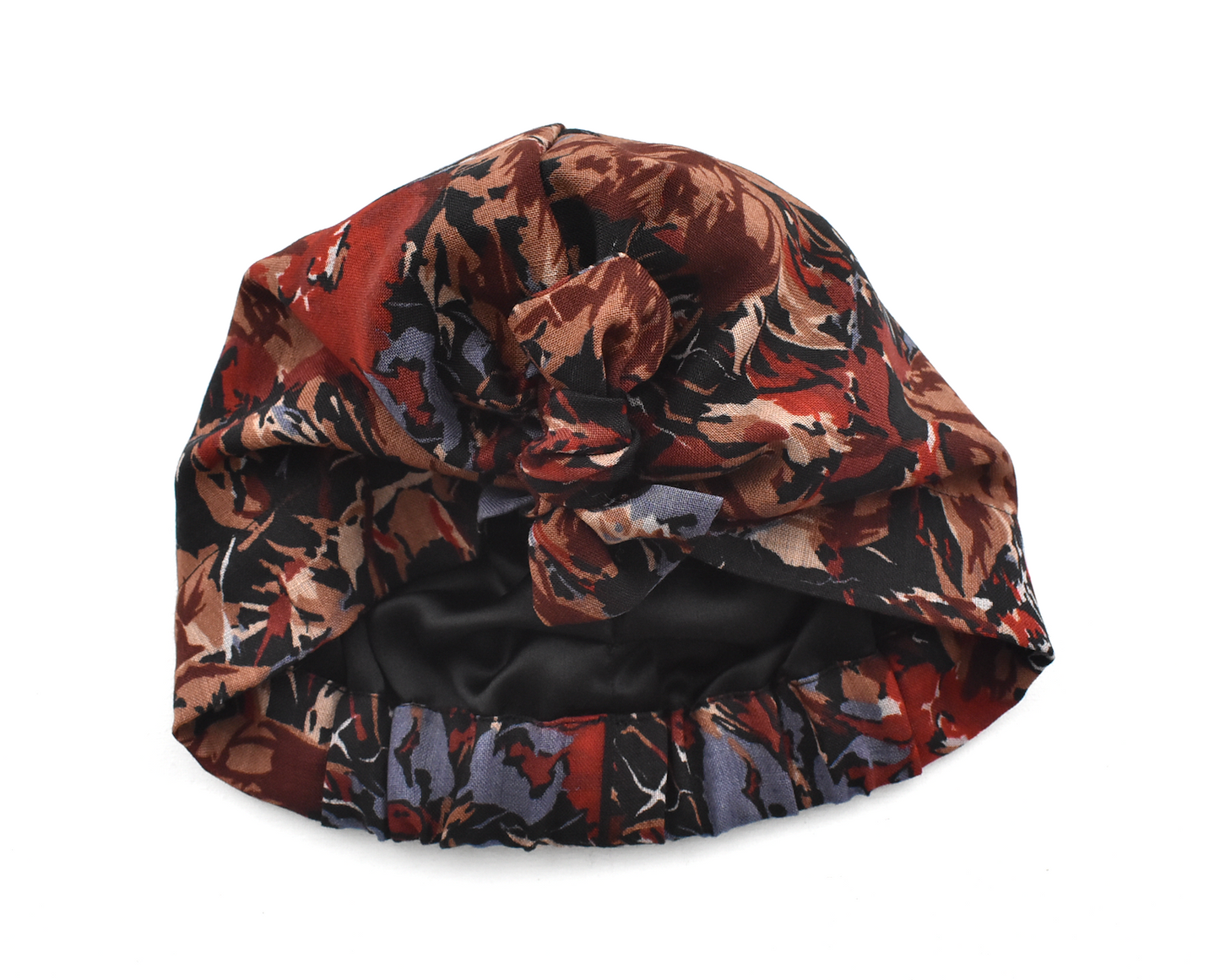Ladies Turban Hat - Liberty of London Winter Blue Floral print vintage Varuna wool