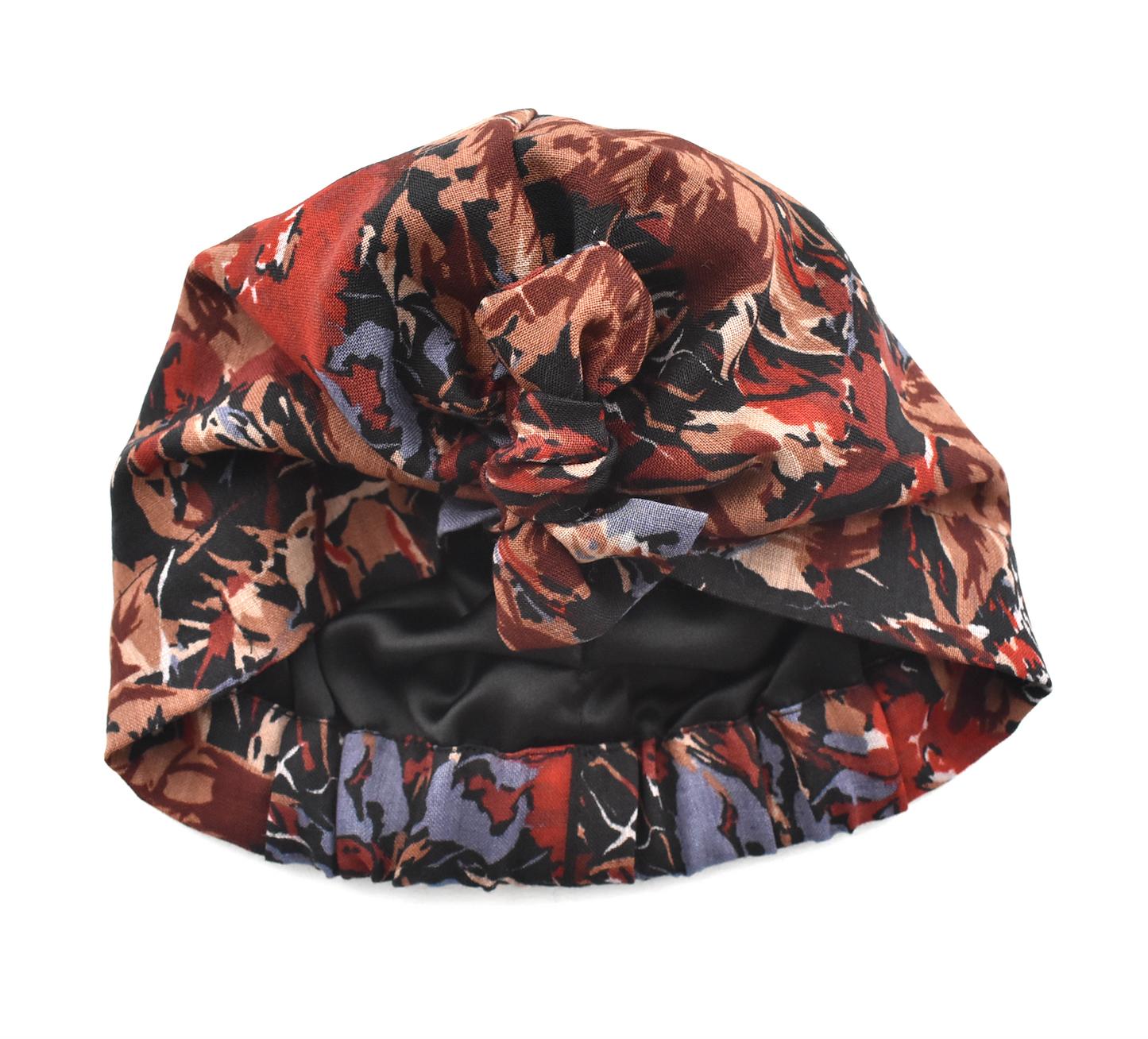 Ladies Turban Hat - Liberty of London Winter Blue Floral print vintage Varuna wool