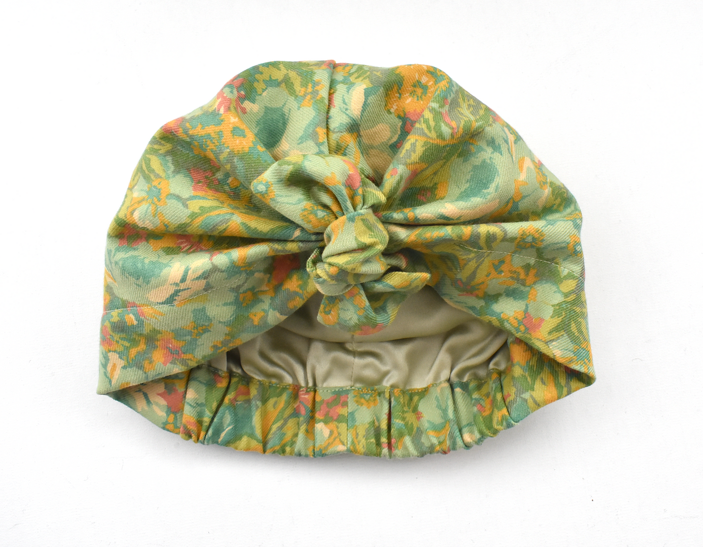 Ladies Turban Hat - Liberty of London Clydella Green Floral print in Vintage Lantana