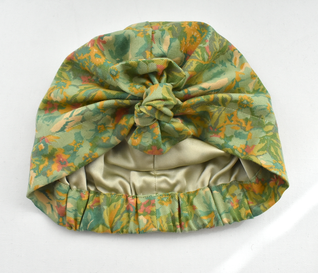 Ladies Turban Hat - Liberty of London Clydella Green Floral print in Vintage Lantana