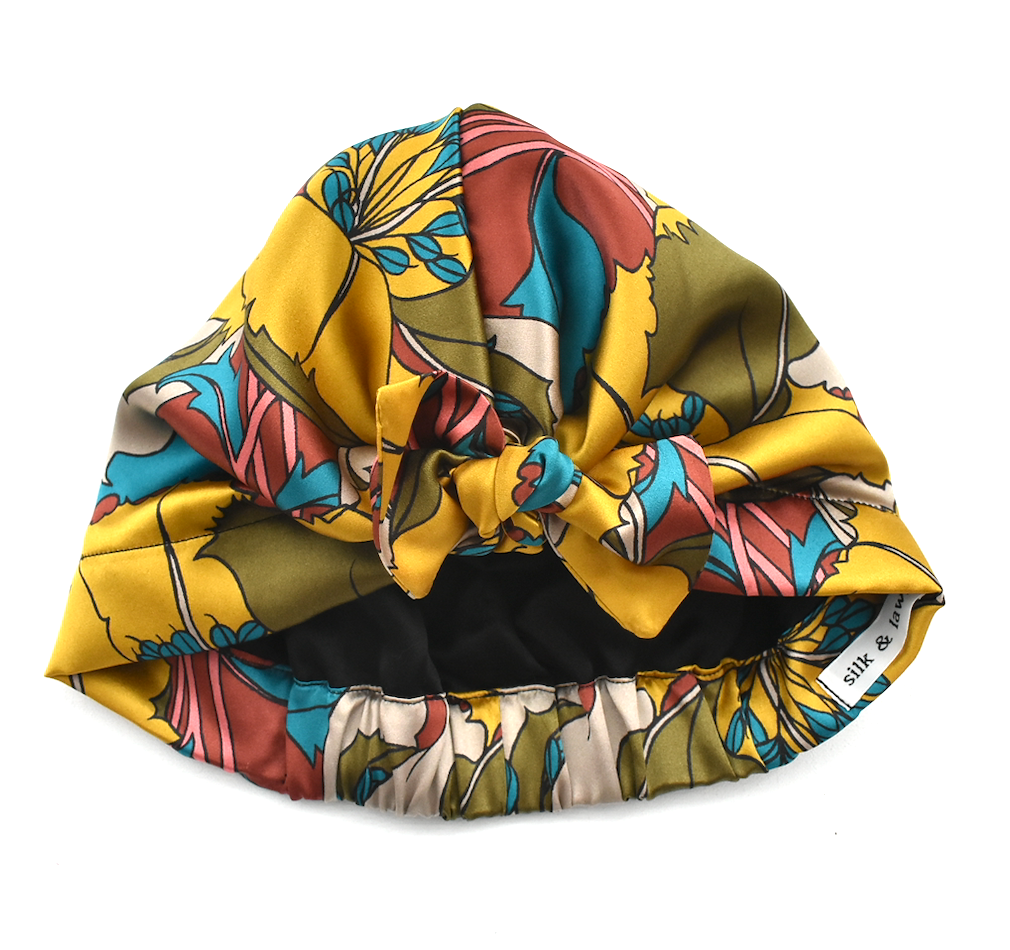 Luxury Silk Turban & Head wrap - Liberty of London Artist Eustacia printed silk satin
