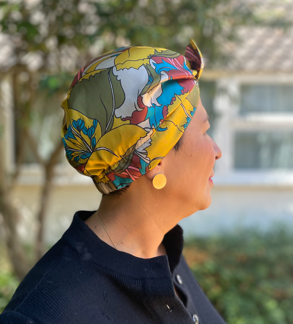 Luxury Silk Turban & Head wrap - Liberty of London Artist Eustacia printed silk satin