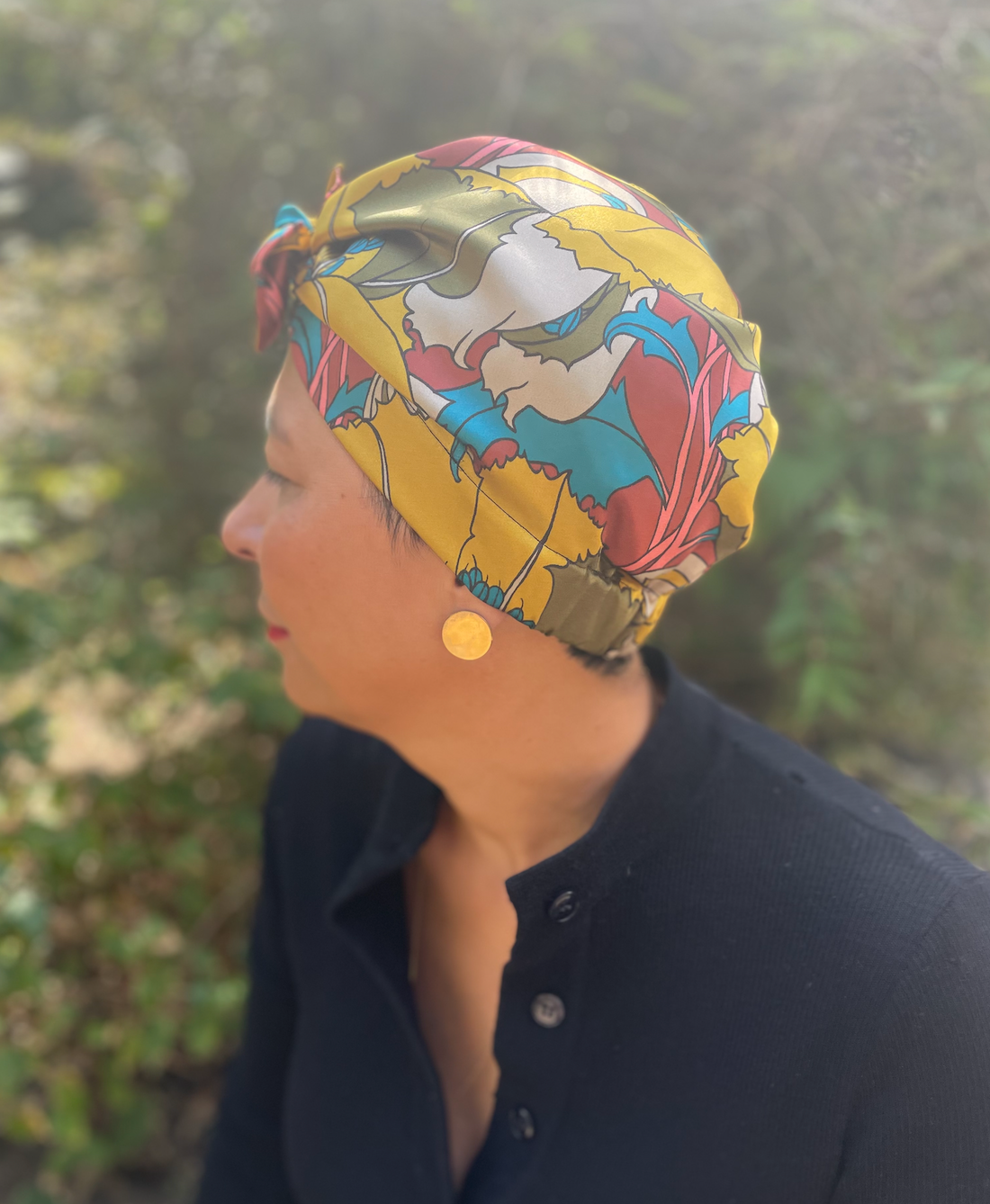 Luxury Silk Turban & Head wrap - Liberty of London Artist Eustacia printed silk satin