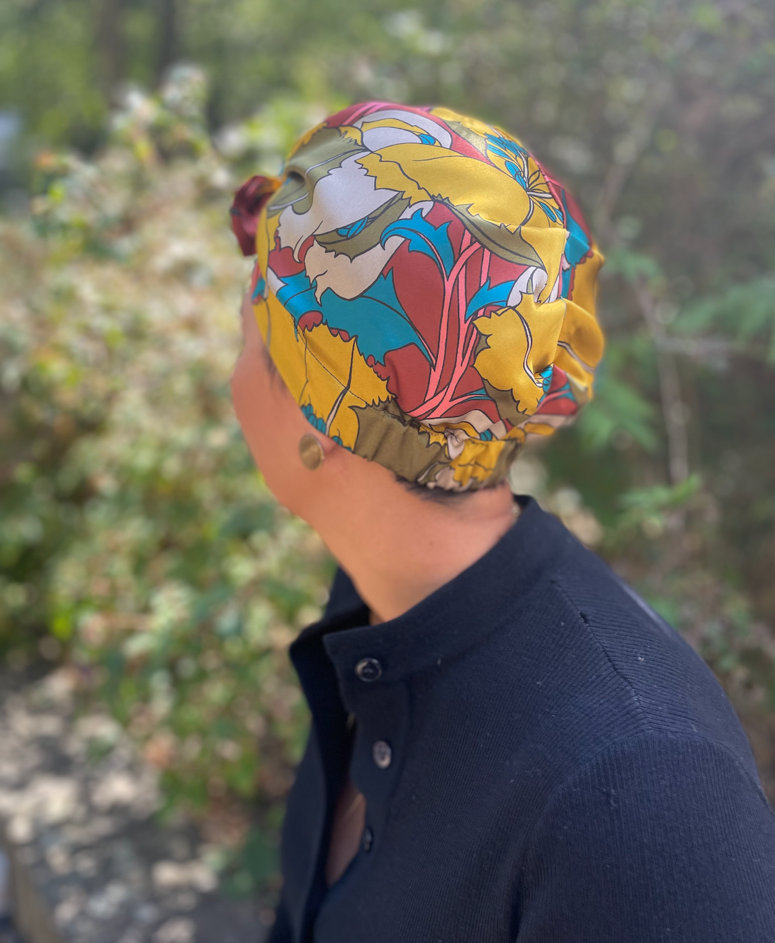 Luxury Silk Turban & Head wrap - Liberty of London Artist Eustacia printed silk satin