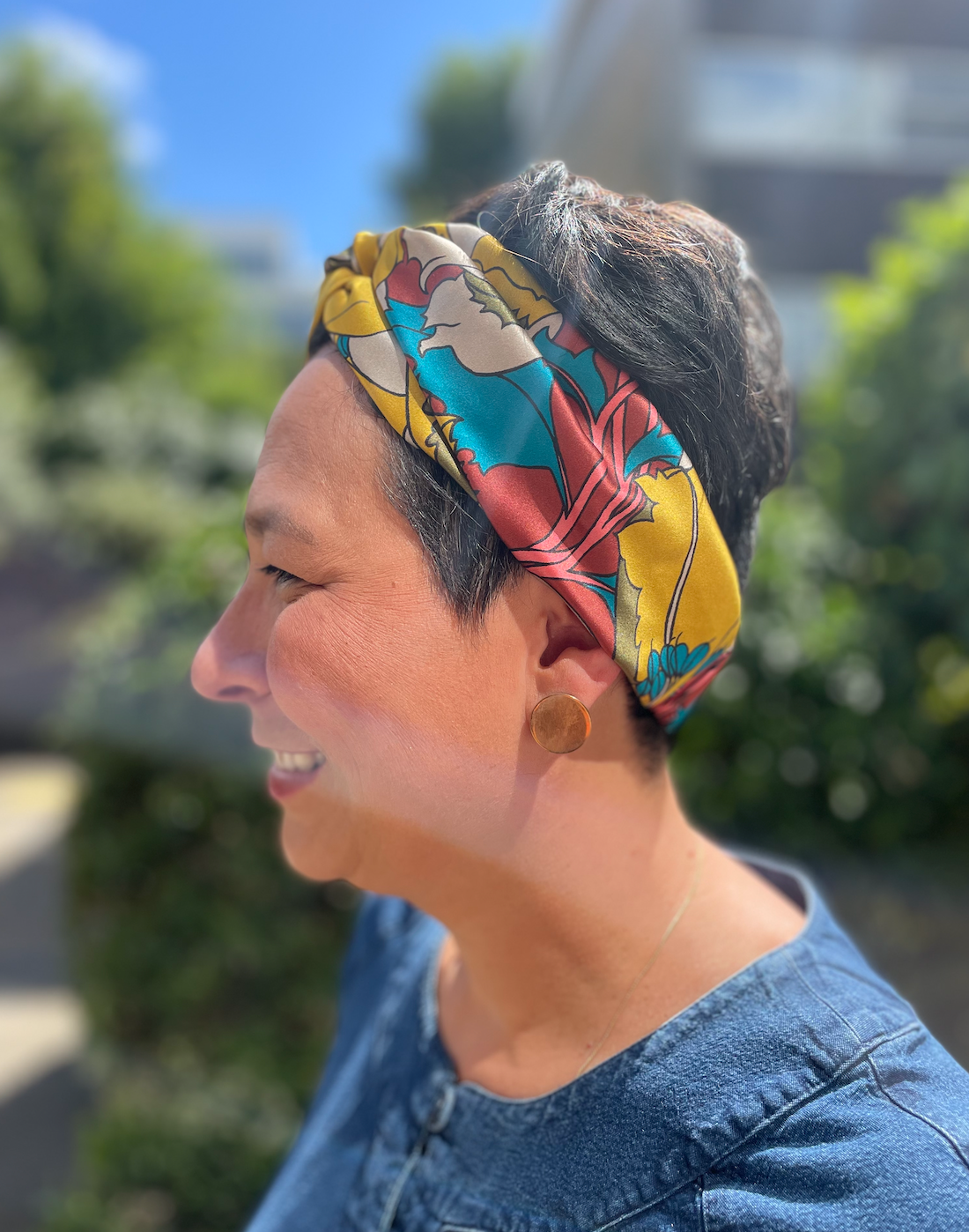 Silk Twisted Turban hairband and neck scarf in Liberty of London Eustacia Silk Satin - 100% silk