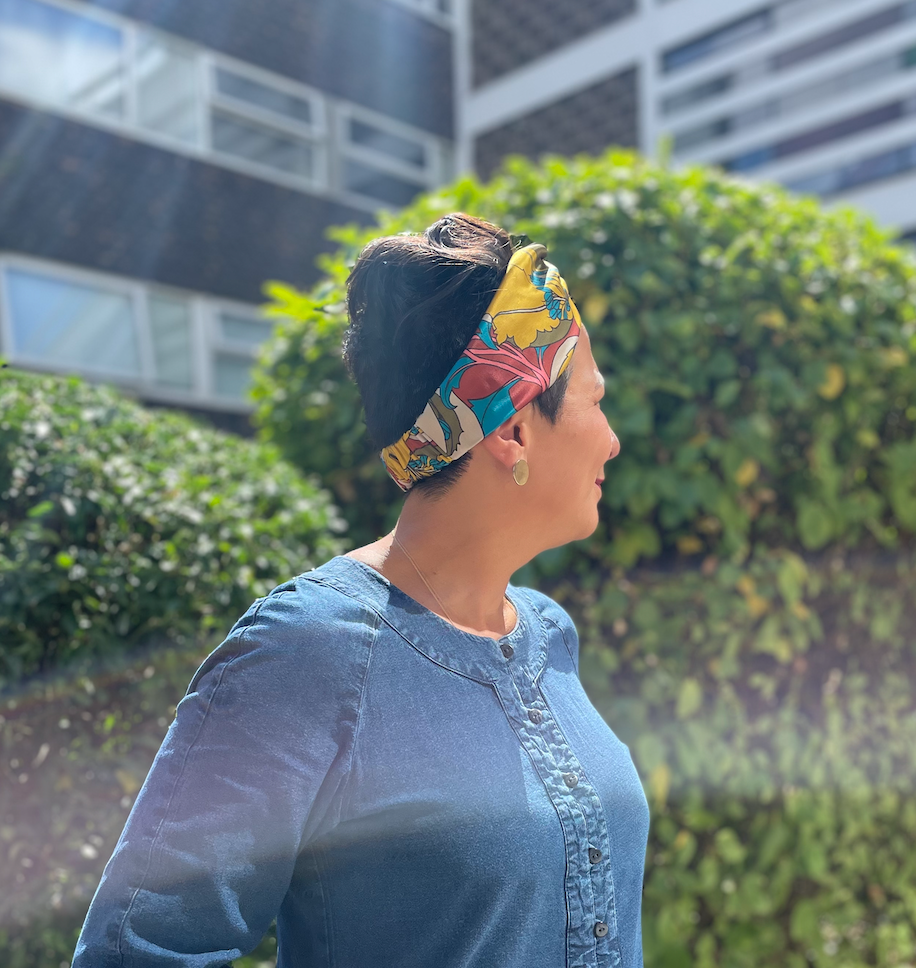Silk Twisted Turban hairband and neck scarf in Liberty of London Eustacia Silk Satin - 100% silk