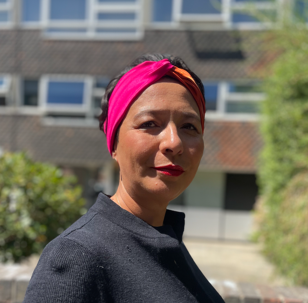 Pure Silk Burnt Orange and Fuchsia Pink Split Twisted Turban hairband and neck scarf in Mulberry Silk - 100% Pure Silk-Satin