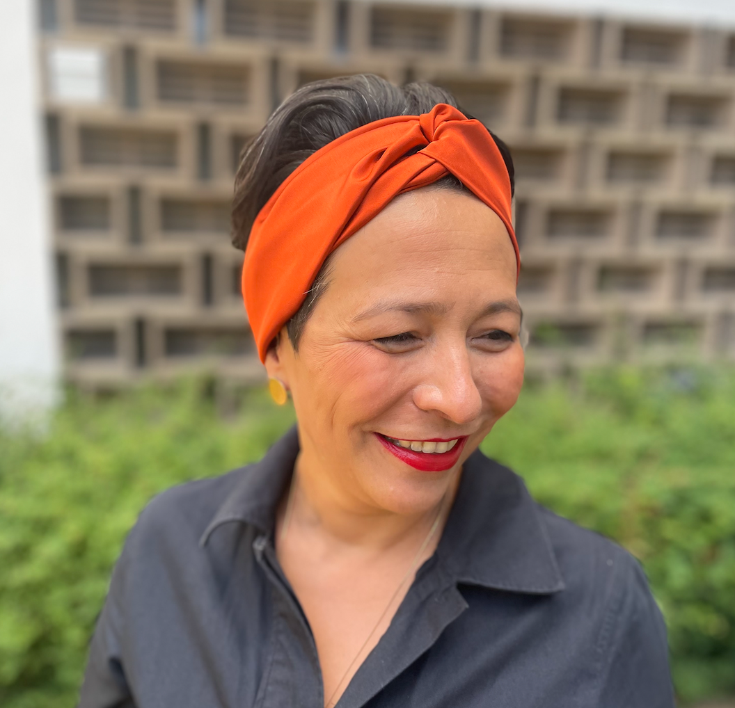 Silk Twisted Turban hairband and neck scarf in Burnt Rust Orange Mulberry Silk - 100% pure silk satin