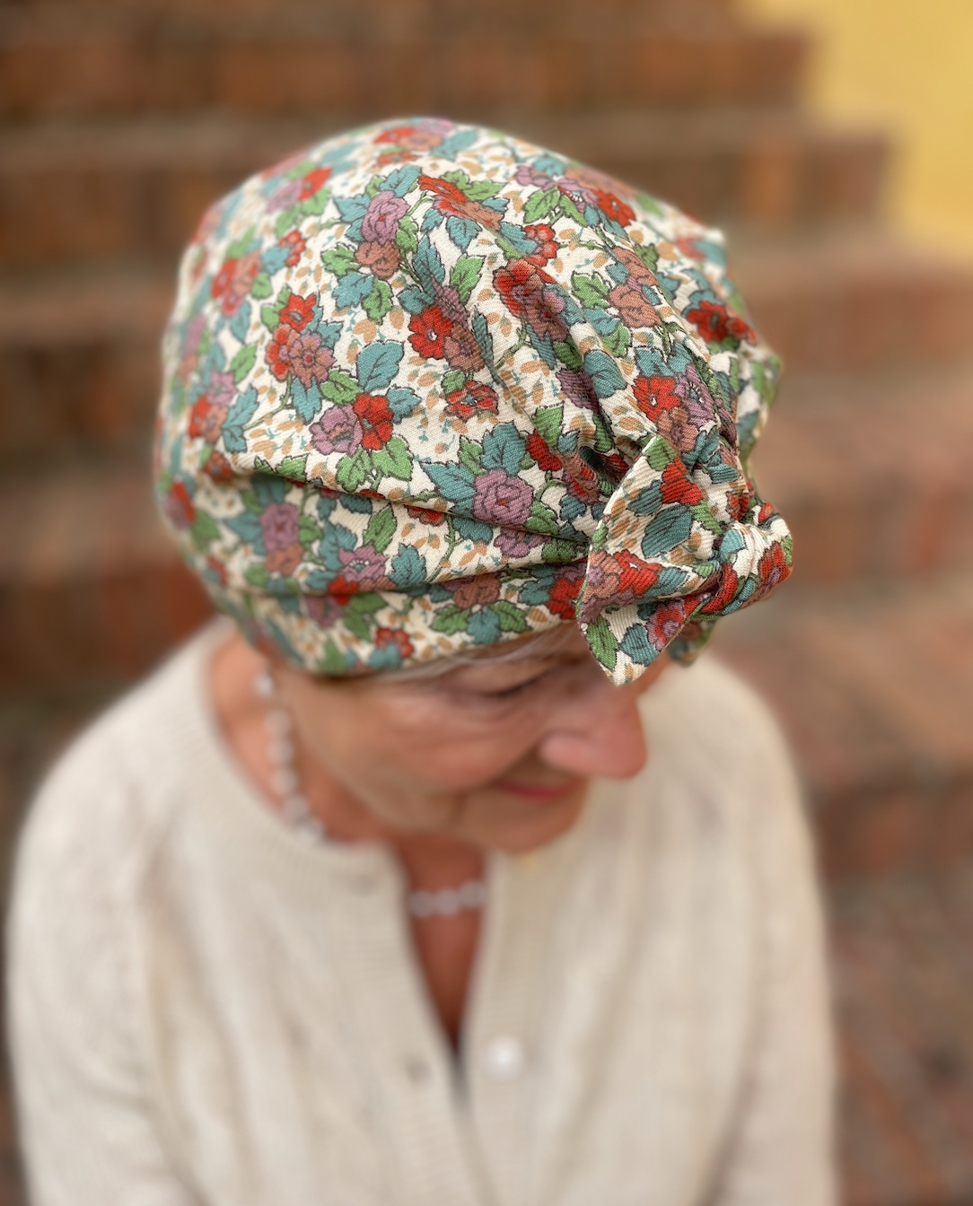 Ladies Turban Hat - Liberty of London Floral print in Vintage Lantana