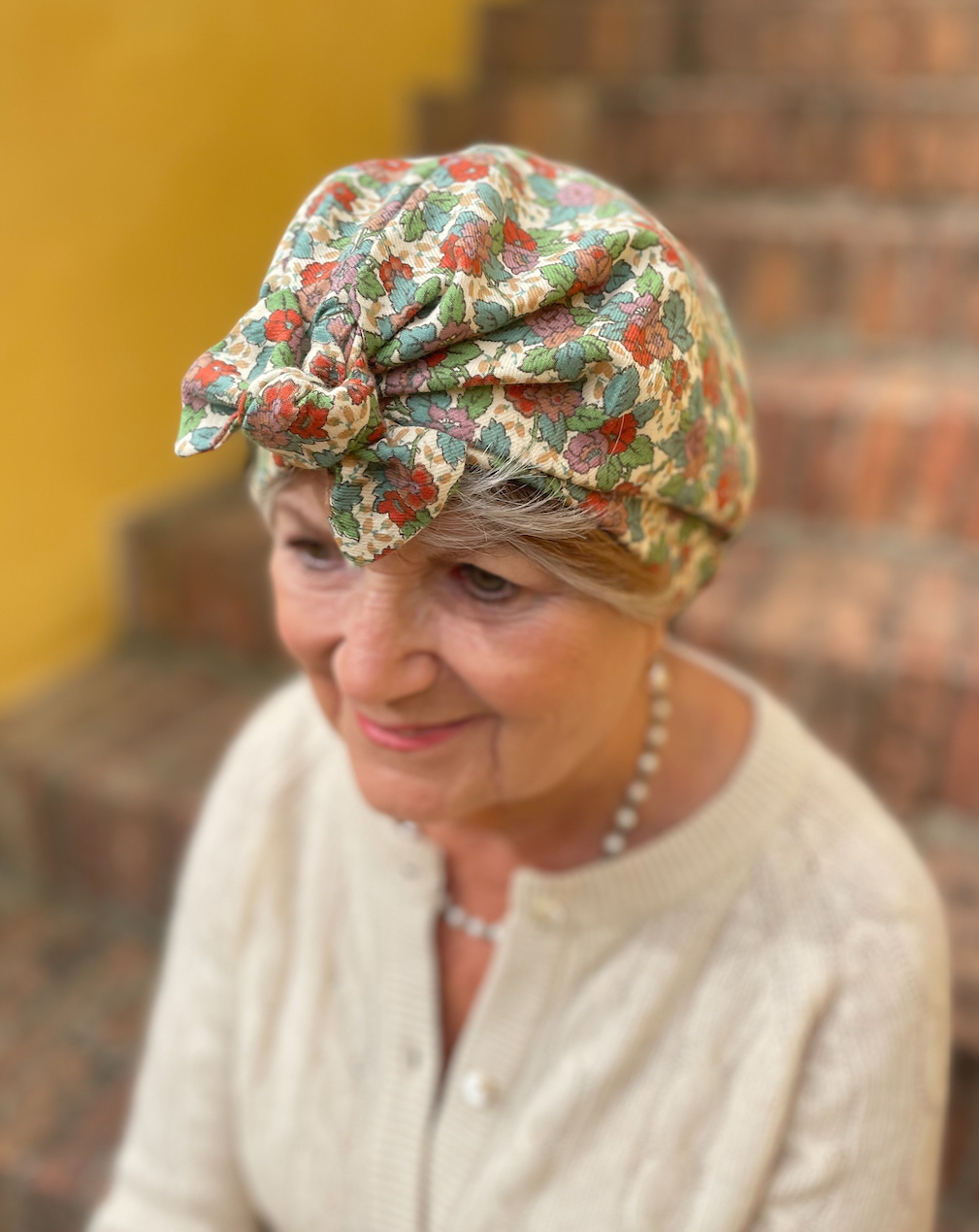 Ladies Turban Hat - Liberty of London Floral print in Vintage Lantana