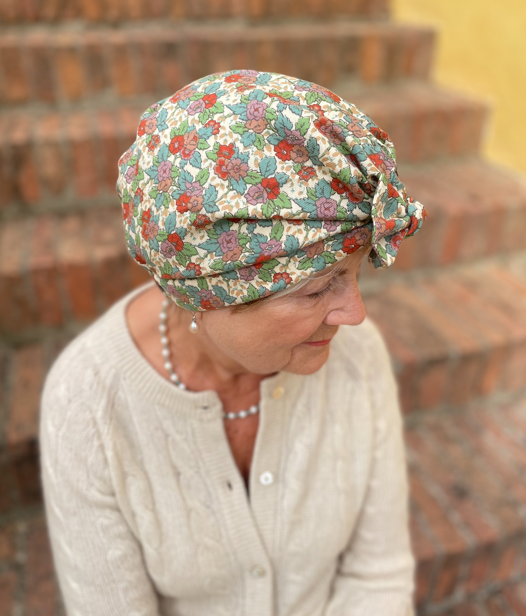 Ladies Turban Hat - Liberty of London Floral print in Vintage Lantana