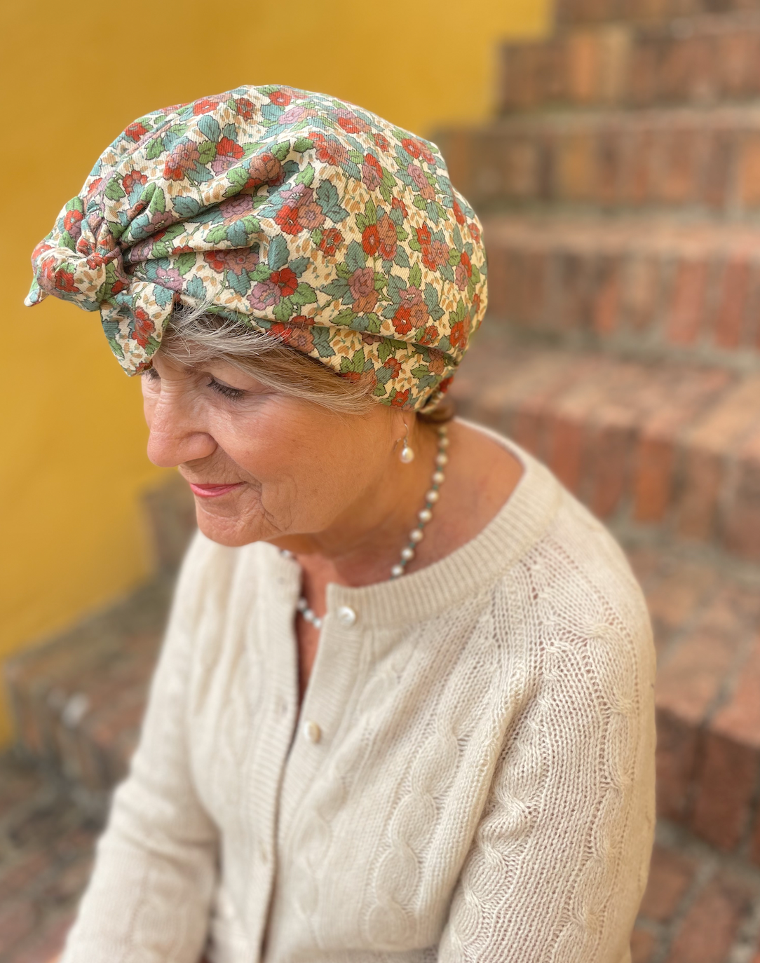 Ladies Turban Hat - Liberty of London Floral print in Vintage Lantana