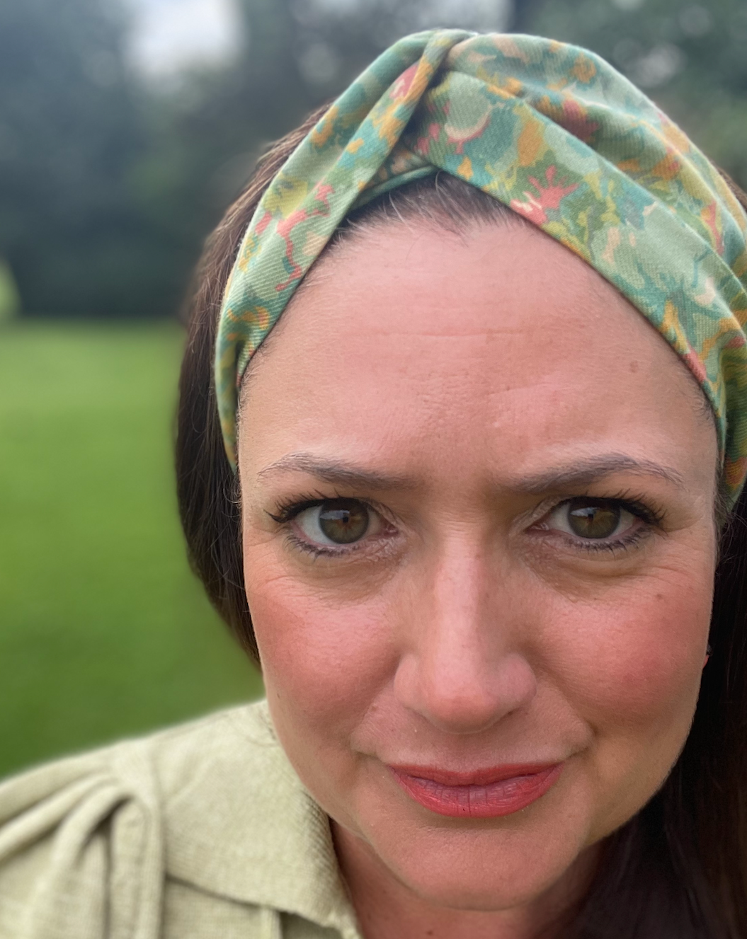 Twisted Turban hairband - Clydella Green Floral - in Vintage Liberty of London Lantana