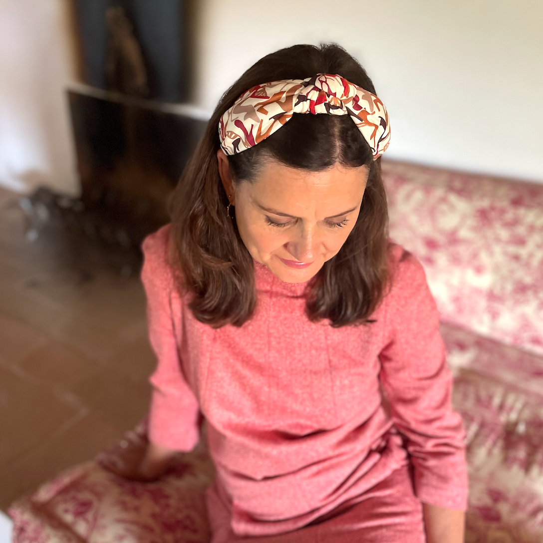 Classic Knot head band - Liberty of London Clara Cream Heels print