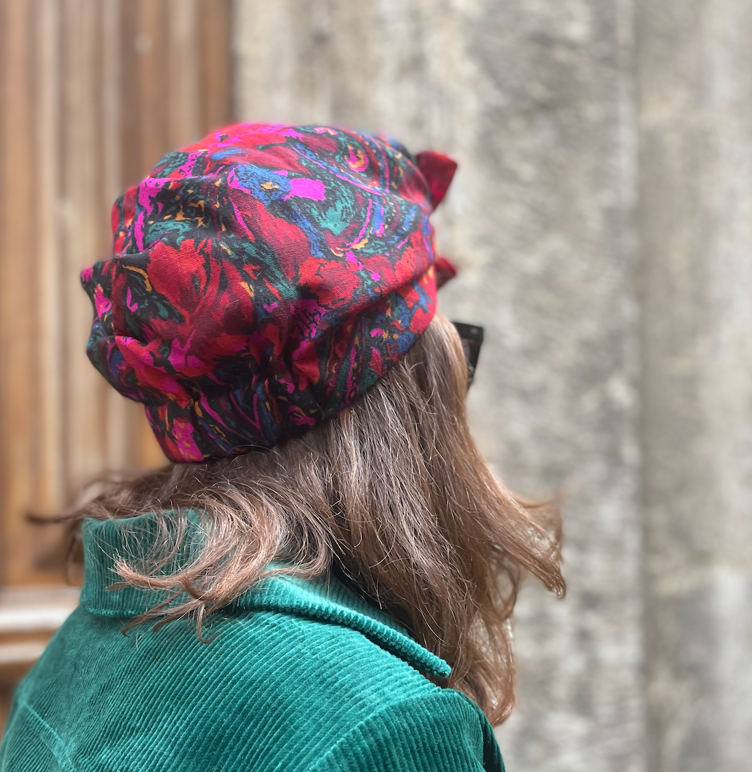 Ladies Turban Hat - Liberty of London print vintage Varuna wool